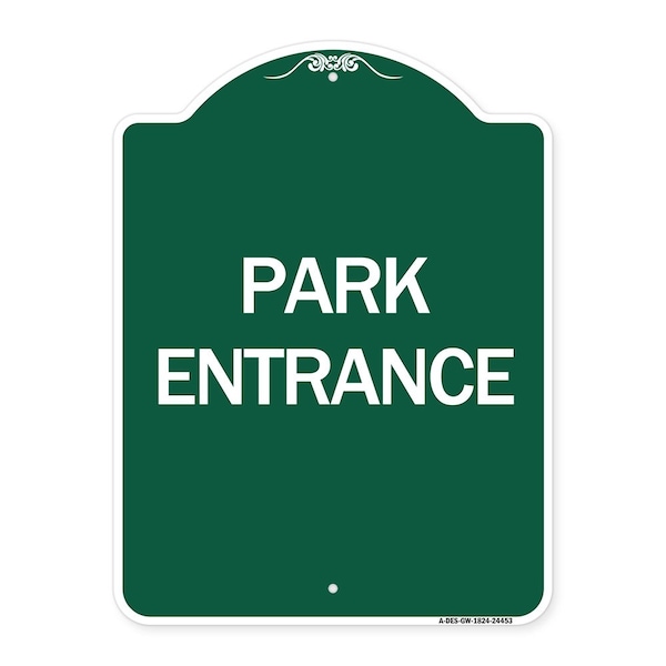 Signmission Designer Series Sign-Park Entrance, Green & White Aluminum Architectural Sign, 18" H, GW-1824-24453 A-DES-GW-1824-24453 - main